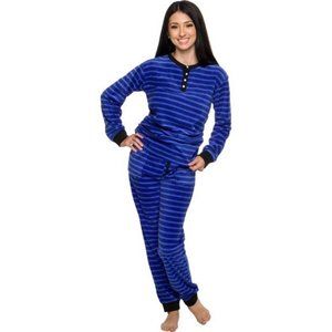 SILVER LILLY WOMEN TWO-PIECE SOFT LOUNGEWEAR STRIPED PAJAMAS BLUE - X-LARGE NWT